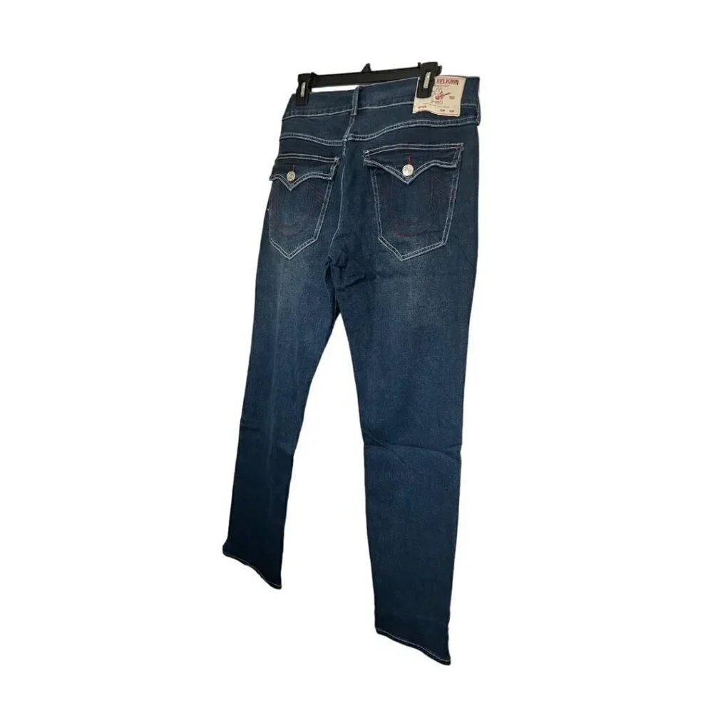 True Religion Mens Dark Wash Geno Flap Pockets Slim Fit Jeans Sz 34 x 32 New